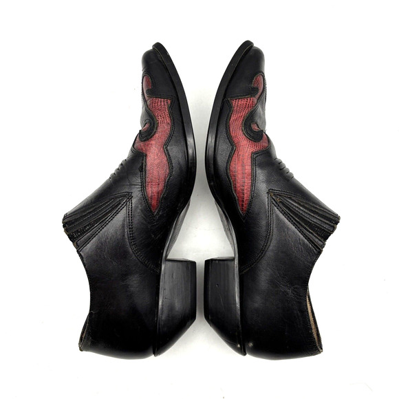 Vintage 80s Nine West Black Leather Reptile Inlay Point Toe Ankle Booties 7.5M - Picture 13 of 16